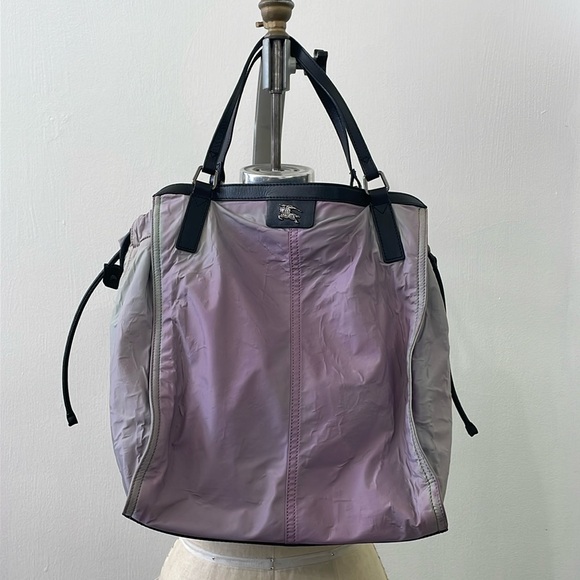 Burberry Handbags - Burberry Iridescent Leather Trim Tote Bag
